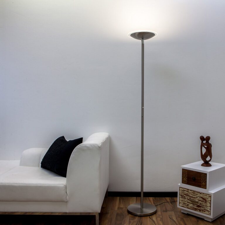 Malea LED-gulvlampe i mat nikkel – Lindby - Stue - Moderne - Metal - Med én lyskilde