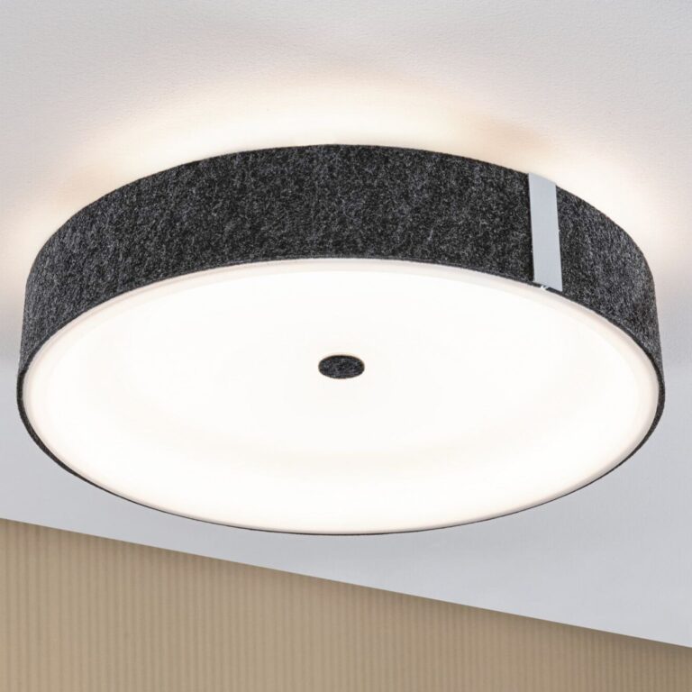 Malika LED-loftlampe med 3-trins dæmpbar lysstyrke, antracit – Paulmann - Stue - Moderne - Stof / tekstil - Med én lyskilde