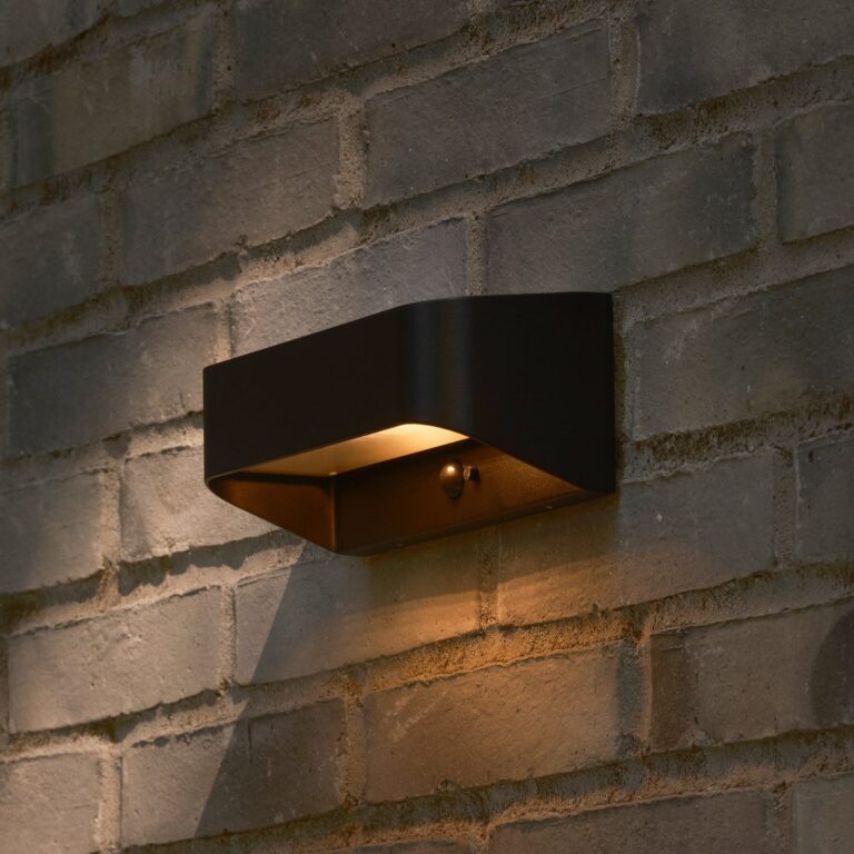 Marcellio LED-solcelledrevet udendørs væglampe, sort, med sensor – Nordlux - Altan - Moderne - Aluminium - Kantet