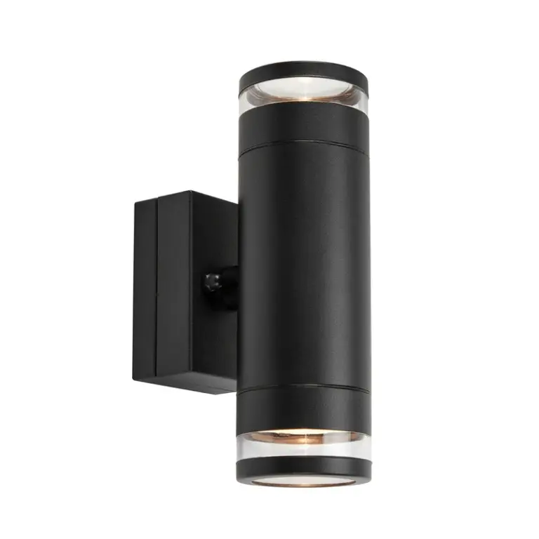 Markslöjd - Luno udendørs LED-væglampe, sort, 2 lyskilder, IP65, dæmpbar.