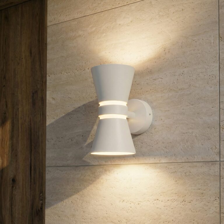 Meravi udendørs LED-væglampe, 2 lyskilder, IP44, hvid, aluminium Lucande - Moderne - Med flere lyskilder
