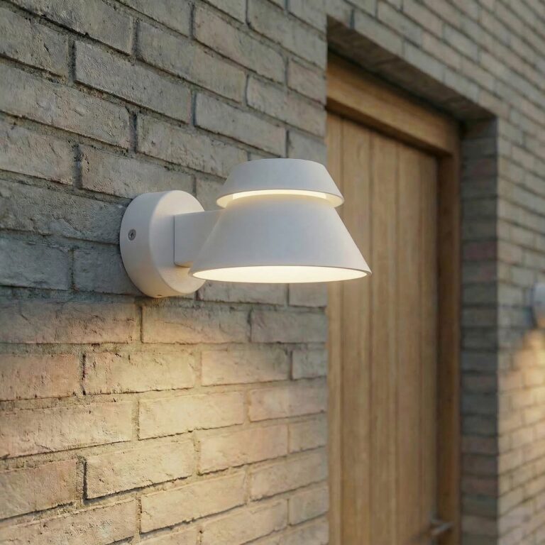 Moena udendørs LED-væglampe, IP44, aluminium, glas, lysegrå Lucande - Moderne - Med én lyskilde