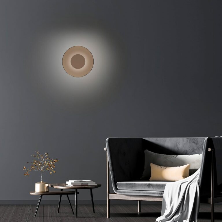 Moon LED-væglampe, bronze, Ø32 cm, ravfarvet glas (mørkt) – PURE PURE Moon - Stue - Moderne - Med skærm