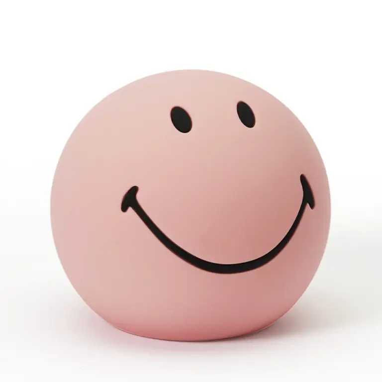 Mr Maria - Smiley LED-bordlampe med batteri, lyserød, silikone –