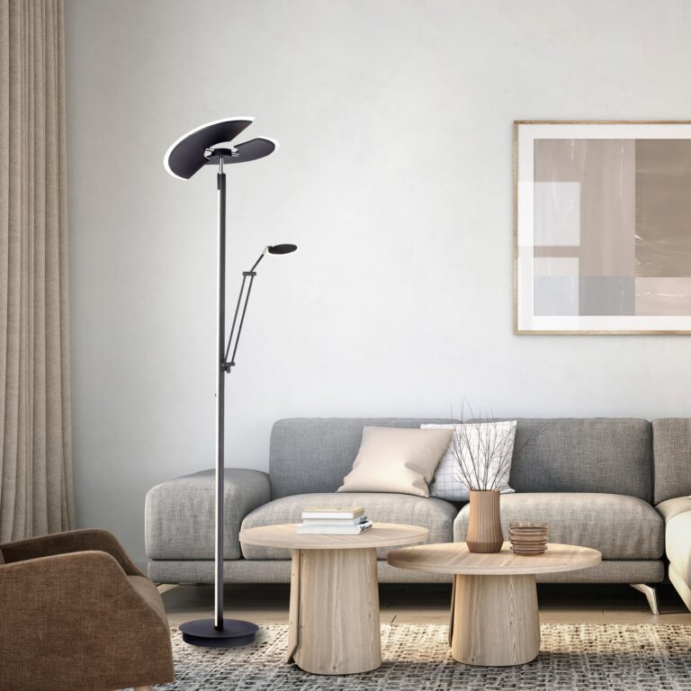Mutil LED-gulvlampe, grafit, læselampe, CCT – PURE PURE Mutil - Stue - Moderne - Metal - Med flere lyskilder