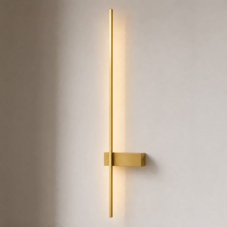 Natsumi LED-væglampe, 90 cm, aluminium, messing – Lindby - Stue - Moderne - Kantet