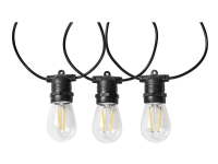 Nedis SmartLife - Lyskæde - LED-filament-lyspære x 10 - E27 - 2.8 W - klasse G - varmt hvidt lys - 2700 K - sort