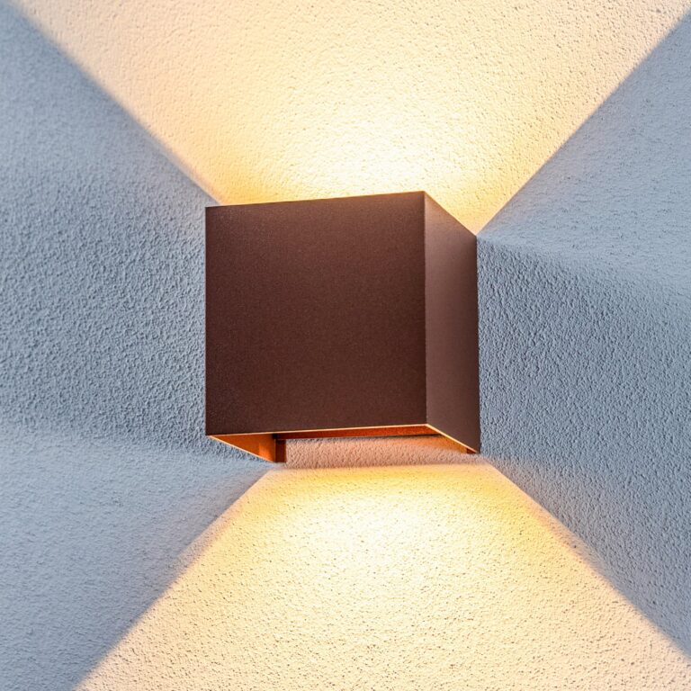 Nivar Square udendørs LED-væglampe Rust Brown - Lindby - Altan - Moderne - Metal - Kantet