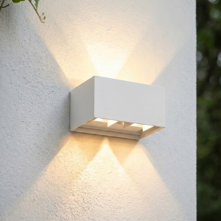Nivar udendørs LED-væglampe, kantet, hvid, 20 cm, IP54 Lindby - Moderne - Metal