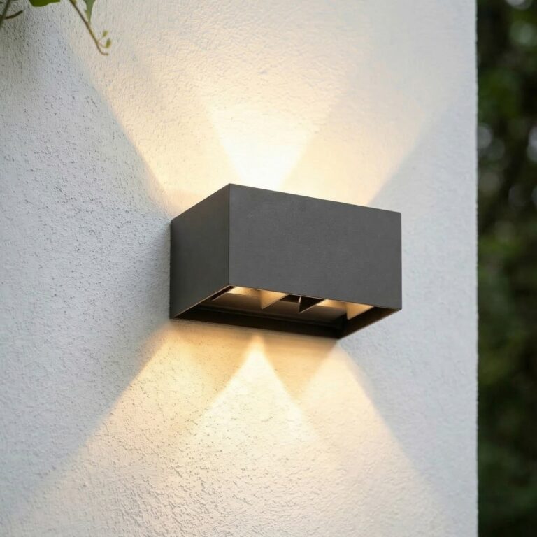 Nivar udendørs LED-væglampe, sort, 4 lyskilder, 20 cm, IP54 Lindby - Terrasse - Moderne - Aluminium - Kantet