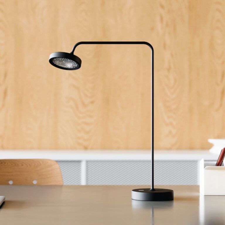 Nivo LED-bordlampe, sort, højde 49 cm, 50° dæmper – Sigor - Stue - Moderne - Aluminium - Med én lyskilde