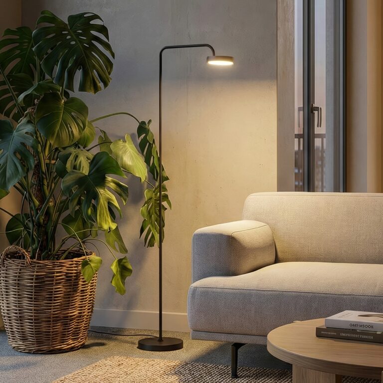Nivo LED-gulvlampe, sort, højde 120 cm, 50° dæmper – Sigor - Stue - Moderne - Aluminium - Med én lyskilde