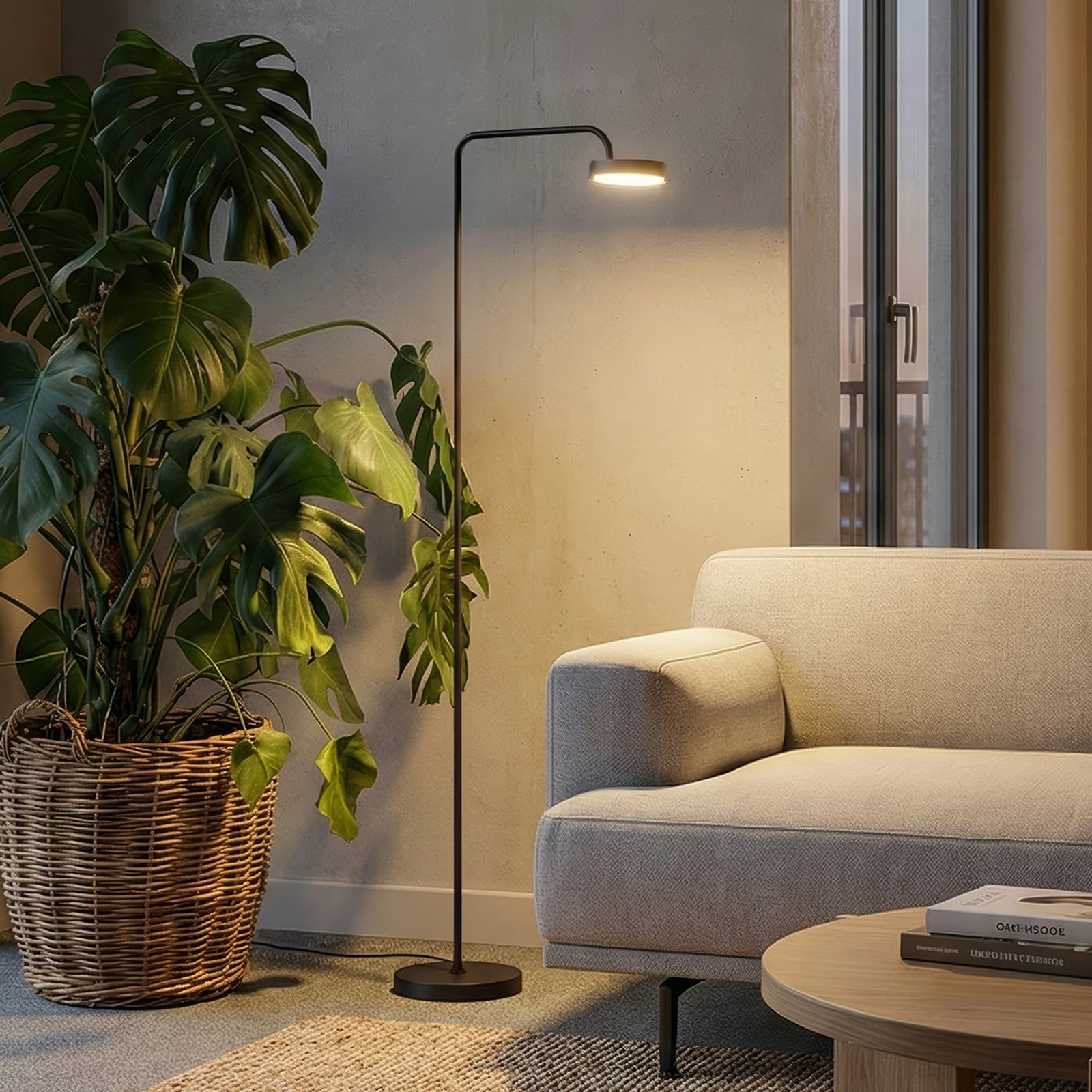 Nivo LED-gulvlampe, sort, højde 120 cm, 50° dæmper – Sigor - Stue - Moderne - Aluminium - Med én lyskilde