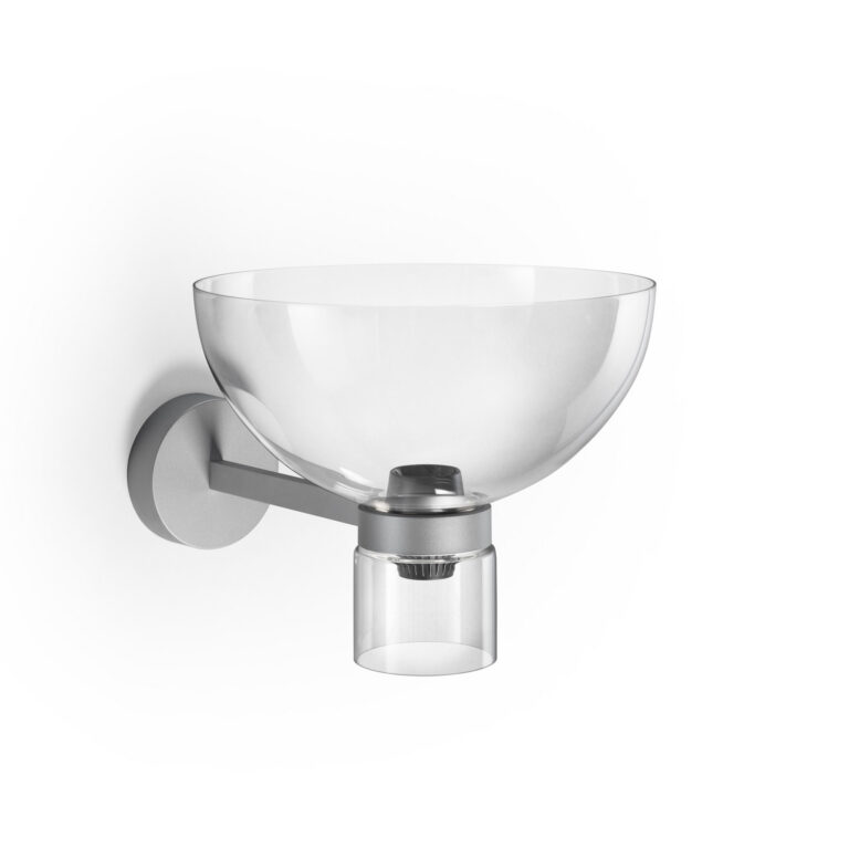 Nocturne Bowl LED-væglampe, sølv, glas, dæmpbar – FLOS - Entré - Design - Aluminium - Med skærm