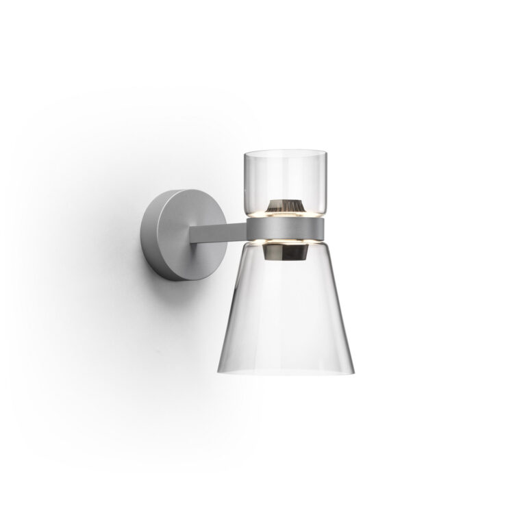 Nocturne Cone LED-væglampe, sølv, glas, dæmpbar – FLOS - Stue - Design - Aluminium - Med skærm