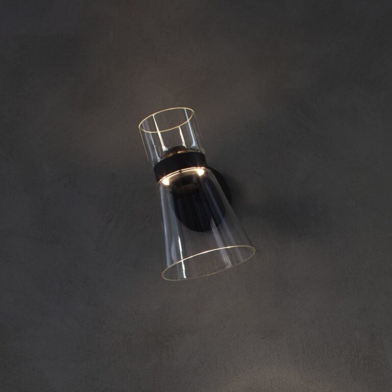 Nocturne Cone LED-væglampe, sort, glas, dæmpbar – FLOS - Stue - Design - Aluminium - Med skærm