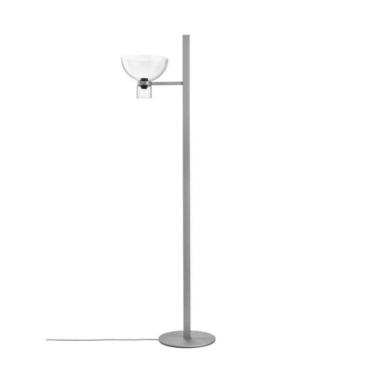Nocturne F1 Bowl LED-gulvlampe, sølv, højde 206 cm – FLOS - Stue - Design - Aluminium - Med skærm