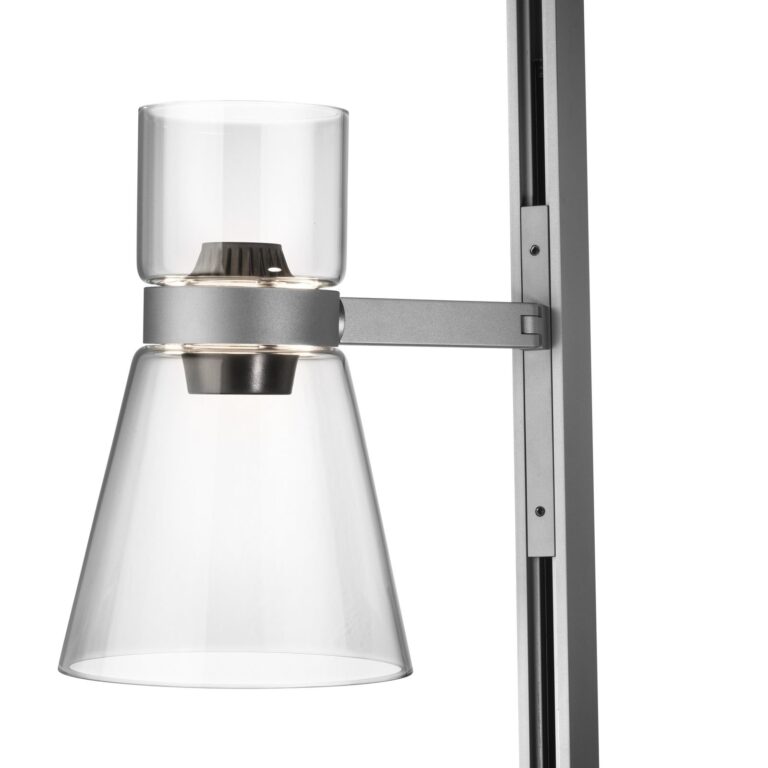 Nocturne F1 Cone LED-gulvlampe, sølv, 1 lyskilde, 206 cm – FLOS - Stue - Design - Aluminium - Med skærm