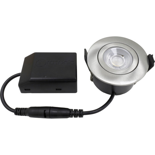 Nordtronic Low Profile Flexible udendørs indbygningsspot, Ø5,5 cm, børstet alu, 4000K
