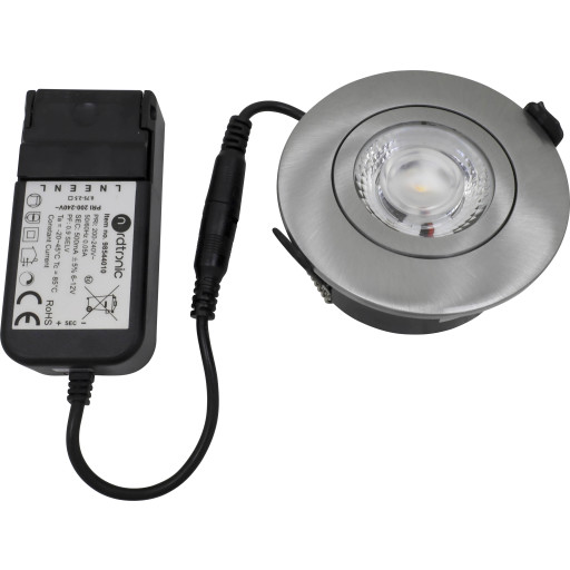 Nordtronic Low Profile Flexible udendørs indbygningsspot, driver, Ø7,5 cm, børstet alu, 2700K