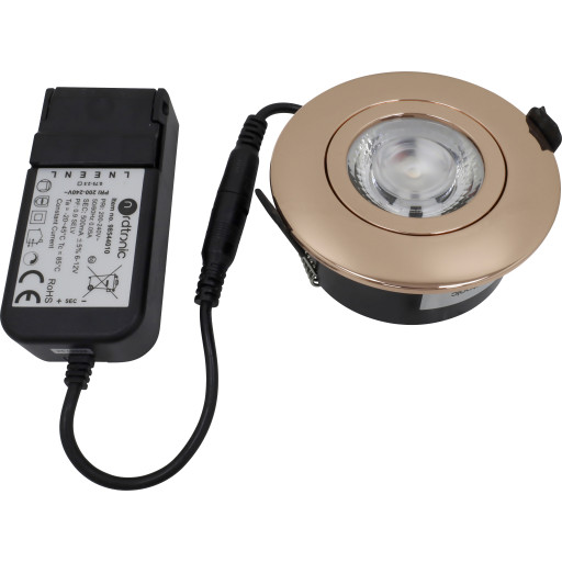 Nordtronic Low Profile Flexible udendørs indbygningsspot, driver, Ø7,5 cm, kobber, 3000K