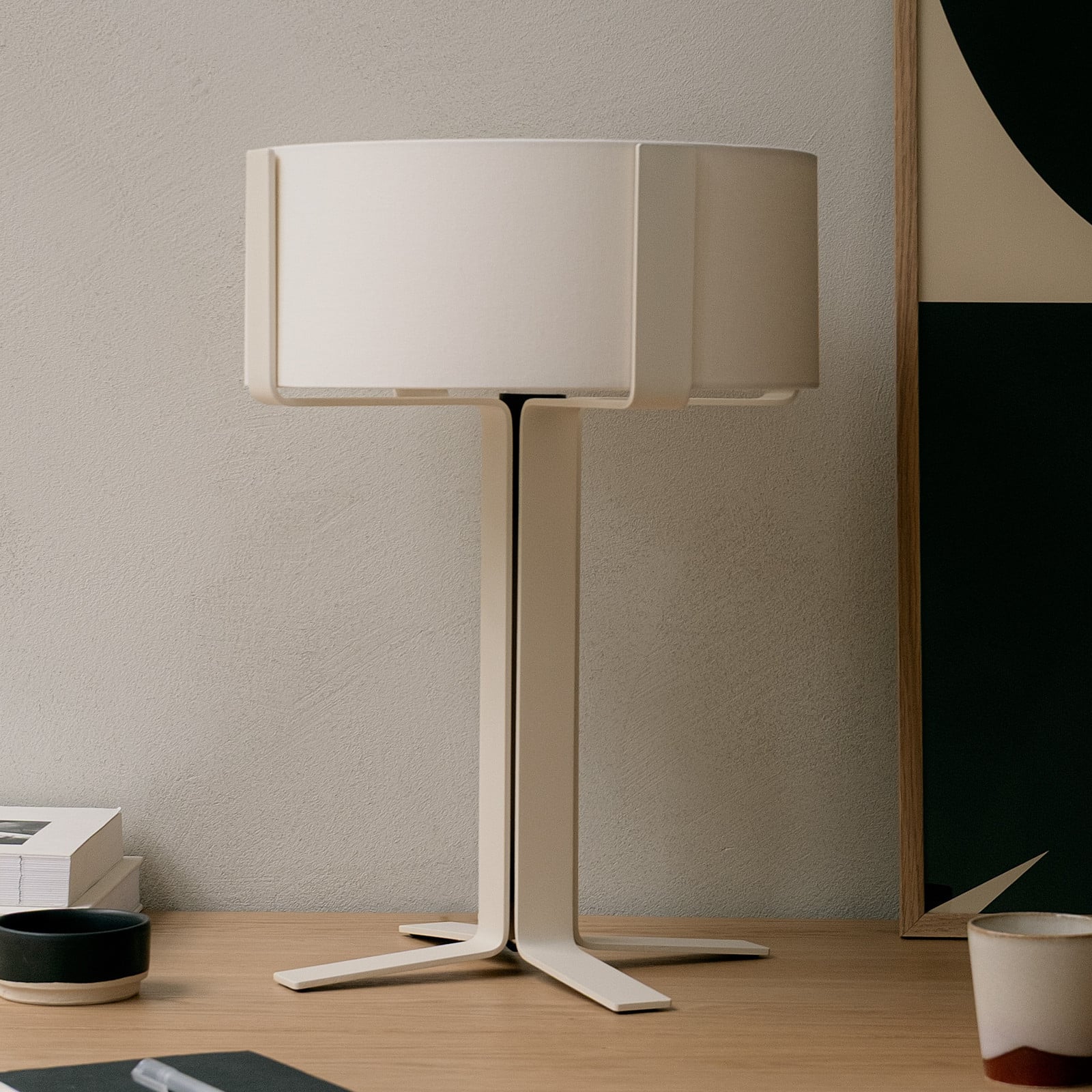 OKOLO bordlampe, hvid, 50 cm, metal/tekstil, E27-LED – GRUPA - Stue - Moderne - Stof / tekstil - Med én lyskilde