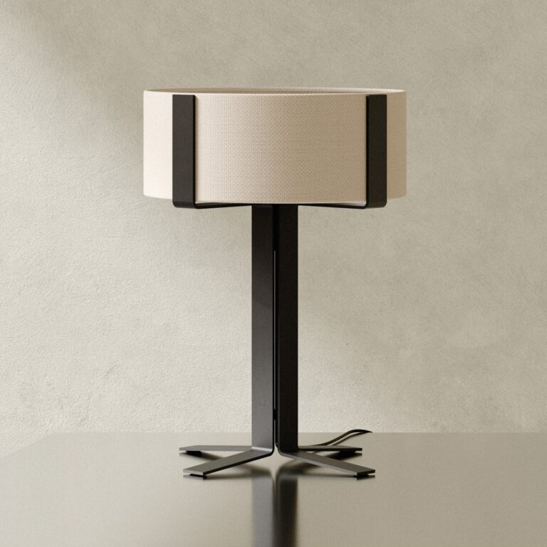 OKOLO bordlampe, sort, 50 cm, metal/tekstil, E27-LED – GRUPA - Stue - Moderne - Stof / tekstil - Med én lyskilde