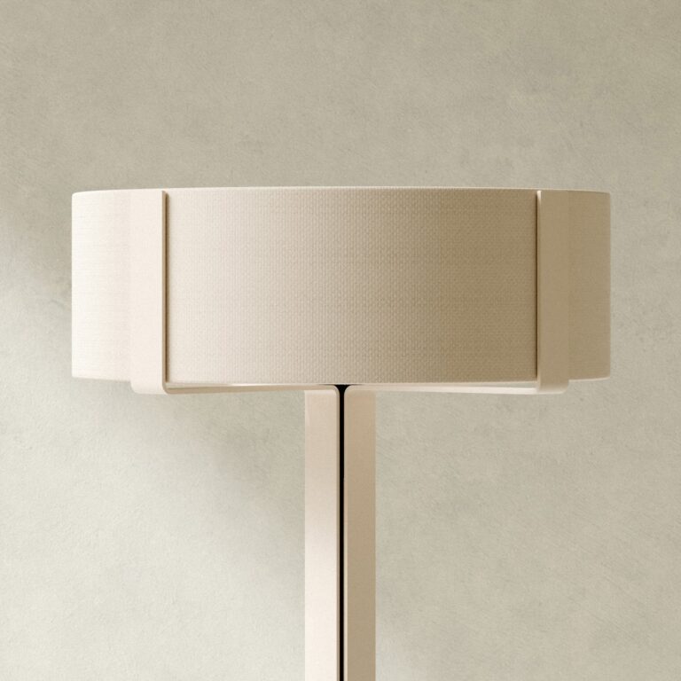OKOLO gulvlampe, hvid, 145 cm, metal/tekstil, E27-LED – GRUPA - Stue - Moderne - Stof / tekstil - Med én lyskilde