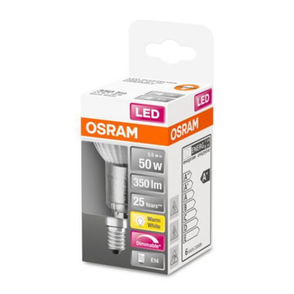 OSRAM LED-pære E14 4,8W PAR16 2.700K, dæmpbar