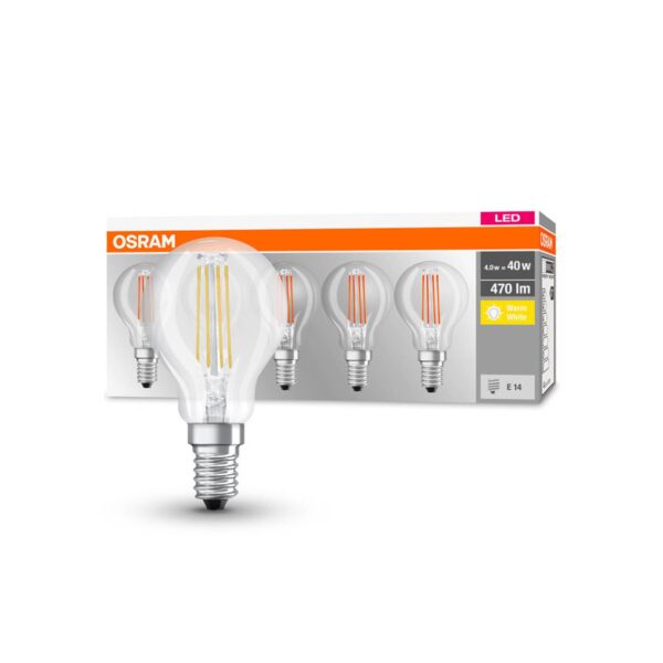 OSRAM LED-pære E14 P40 4 W filament 827 470 lm 5