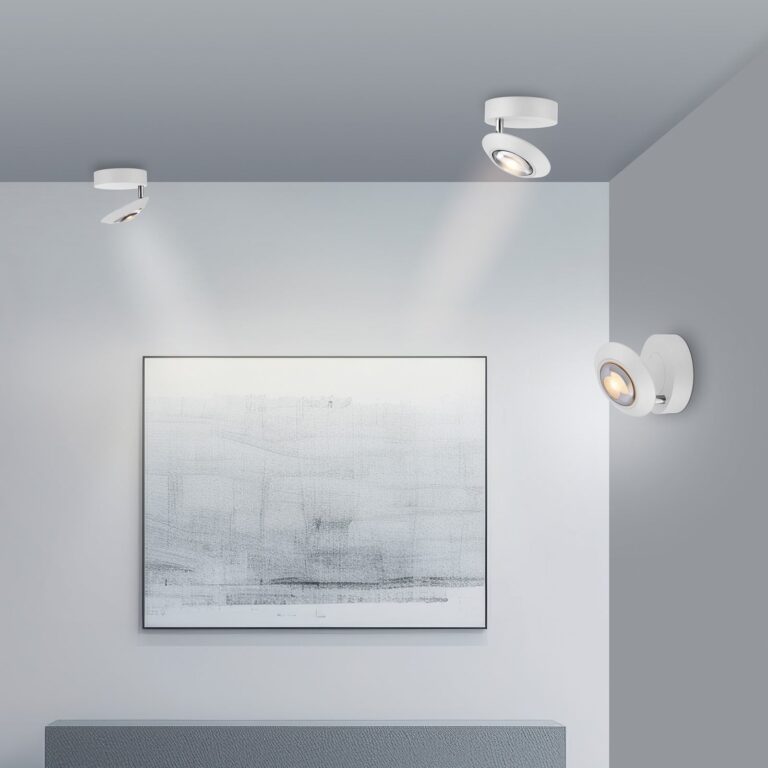 Oculis LED-loftlampe, hvid, Ø 15 cm, jern/glas – PURE - Stue - Moderne - Metal - Med én lyskilde