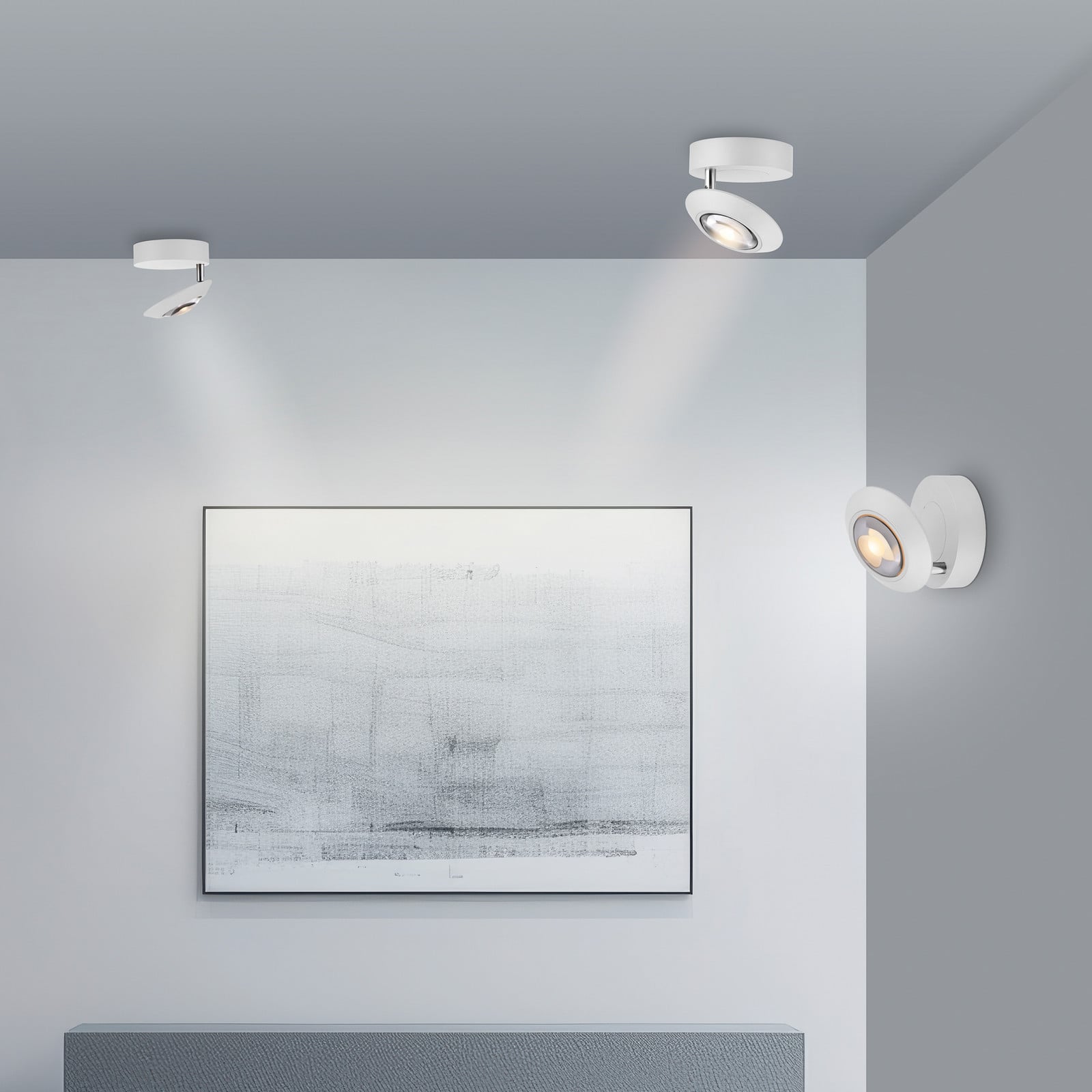 Oculis LED-loftlampe, hvid, Ø 15 cm, jern/glas – PURE - Stue - Moderne - Metal - Med én lyskilde