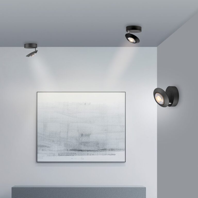 Oculis LED-loftlampe, sort, Ø 15 cm, jern/glas – PURE - Stue - Moderne - Metal - Med én lyskilde