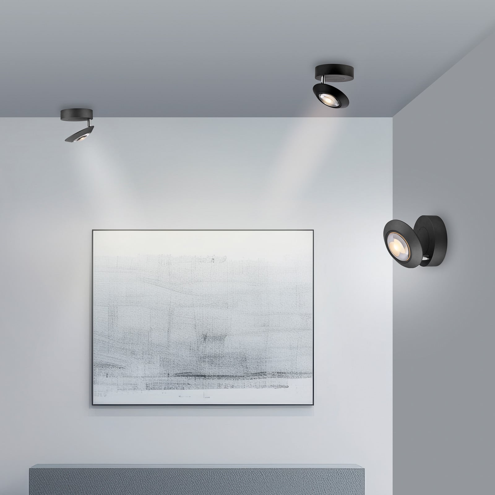 Oculis LED-loftlampe, sort, Ø 15 cm, jern/glas – PURE - Stue - Moderne - Metal - Med én lyskilde