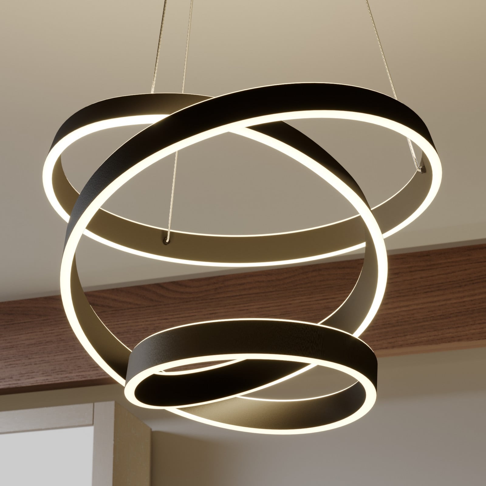 Olada LED Pendel Black - Lindby - Stue - Moderne - Metal - Med én lyskilde