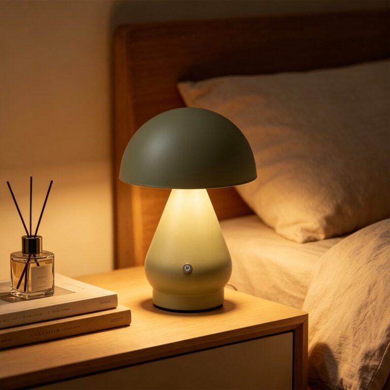 Opladelig LED bordlampe - Grøn, Ø15cm, 22cm høj, touch dæmpbar, 3i1, IP20 indendørs