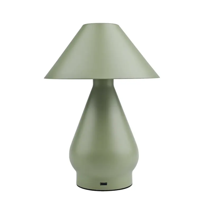 Opladelig LED bordlampe - Grøn, Ø16cm, 21,5cm høj, touch dæmpbar, 3i1, IP20 indendørs