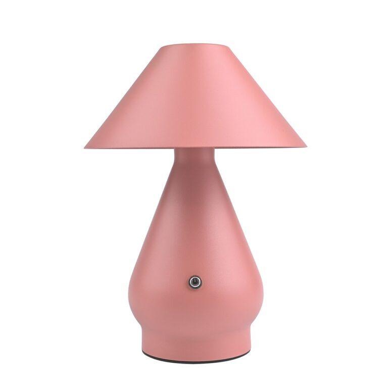 Opladelig LED bordlampe - Pink, Ø16cm, 21,5cm høj, touch dæmpbar, 3i1, IP20 indendørs