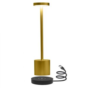 Opladelig LED bordlampe med trådløs opladning - Guld, IP54 Inde/udendørs, touch dæmpbar