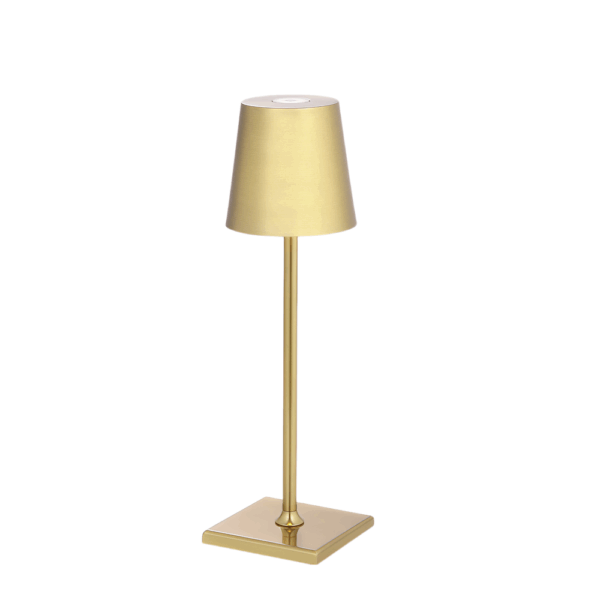 Opladelig LED mini bordlampe - Guld, touch dæmpbar, IP54