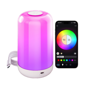Opladelig RGB+CCT LED bord/natlampe - Bluetooth, Hvid, touch dæmpbar, IP20 indendørs