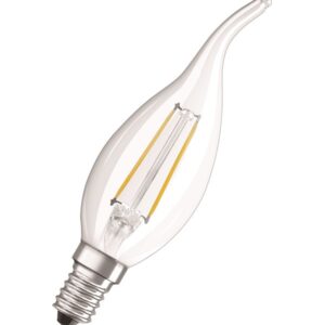 Osram LED pære Kerte vindstød 2,5W/827 (25W) filament klar E14