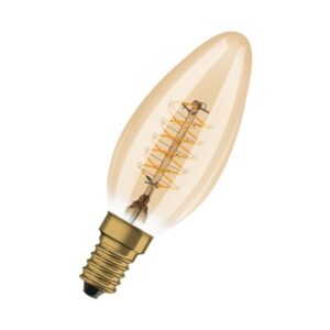 Osram LED pære Vintage 1906 kerte guld spiral filament ultra tynd 250lm 3,4W/822 (25W) E14 dæmpbar E14