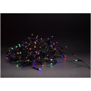 Outlet: 5 m. multicolor LED julelyskæde - 50 LED, IP44 udendørs, IR fjernbetjening, timer, batteri