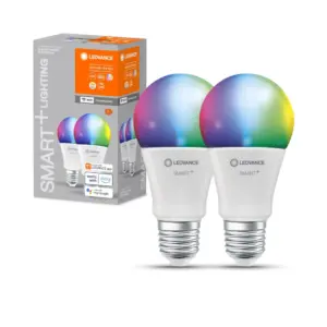 Outlet: LEDVANCE SMART+ WiFi E27 Mat LED Pære 9W RGB+CCT (2-Pak)