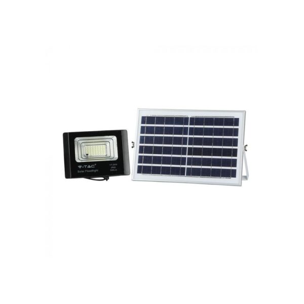 Outlet: V-Tac 12W Solcelle projektør LED - Sort, inkl. solcelle, fjernbetjening, IP65