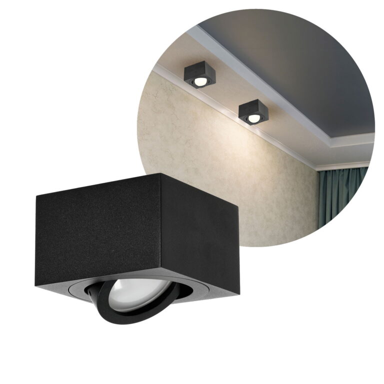 Påbygningsspot - Sort - m. Kip - Indendørs - OH37SB