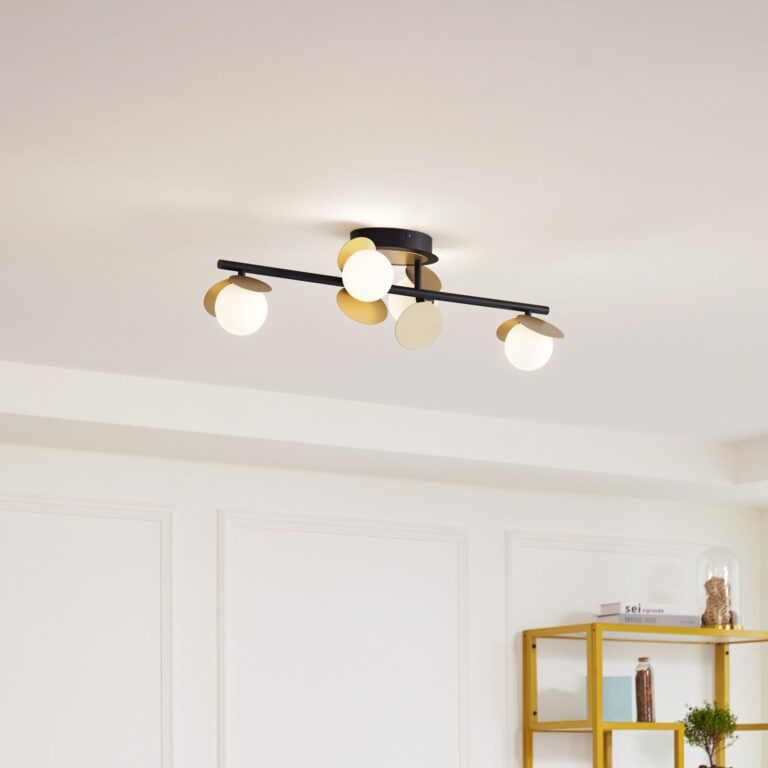 Pallo 4 LED Loftlampe Sort/Guld - Lucande - Stue - Moderne - Metal - Med flere lyskilder