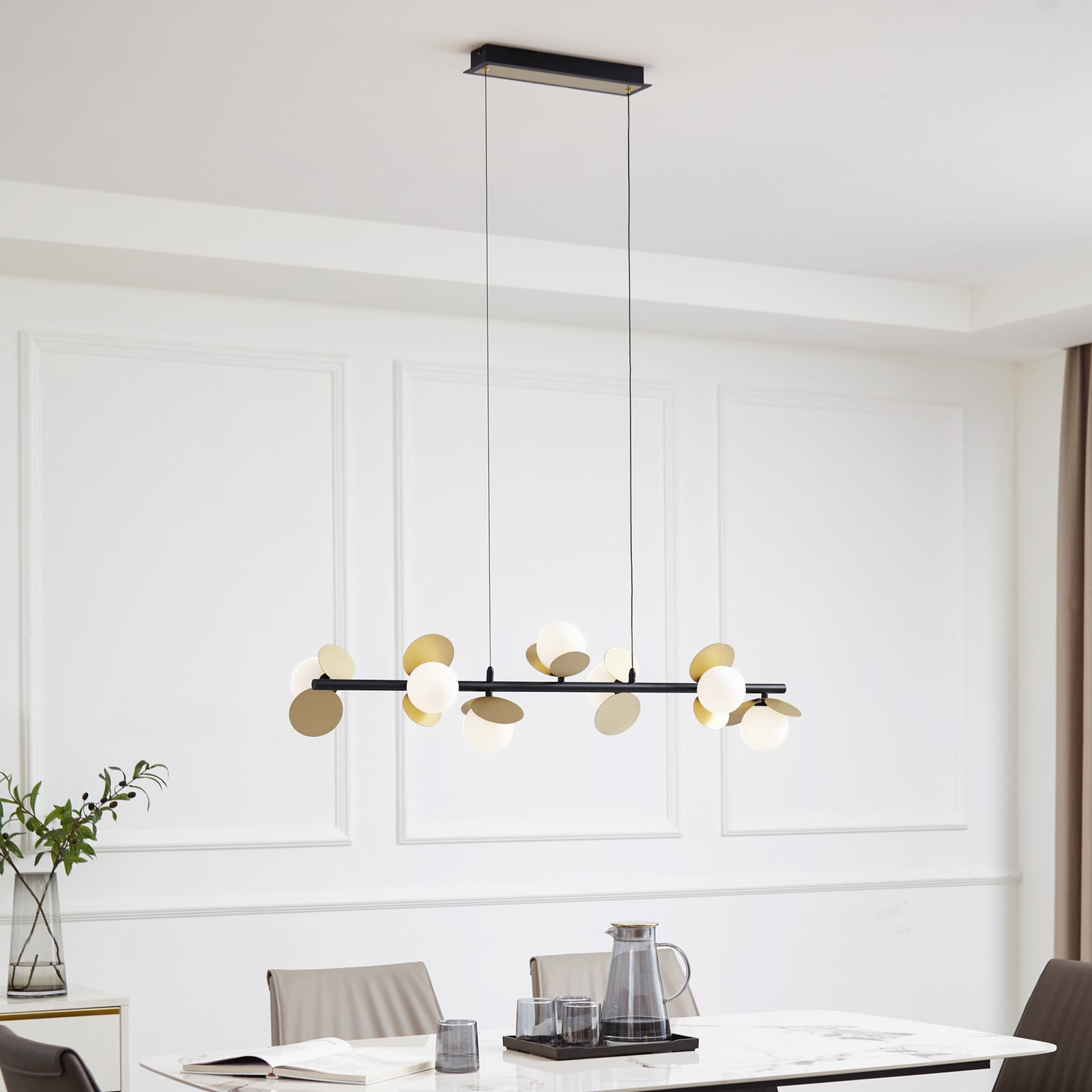 Pallo 7 LED Pendel Sort/Guld - Lucande - Spisestue - Moderne - Metal - Med flere lyskilder