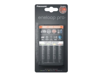 Panasonic eneloop pro smart & quick K-KJ55HCD40E - 3 t batterioplader - (for 4xAA, 4xAAA) 4 x AA type - NiMH - 2500 mAh